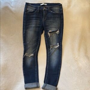 KanCan Dark Blue Distressed Ankle Jeans
